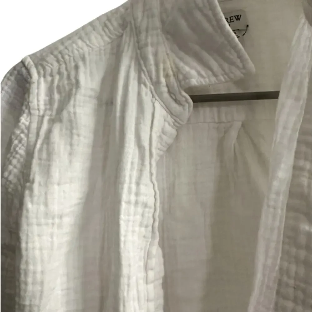 J. Crew White 100% Cotton Gauze Button Front‎ Shirt Womens Sz XXS IMPERFECT - Picture 3 of 9